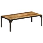 Table basse Bois massif de manguier brut et acier 110 cm – Image 9