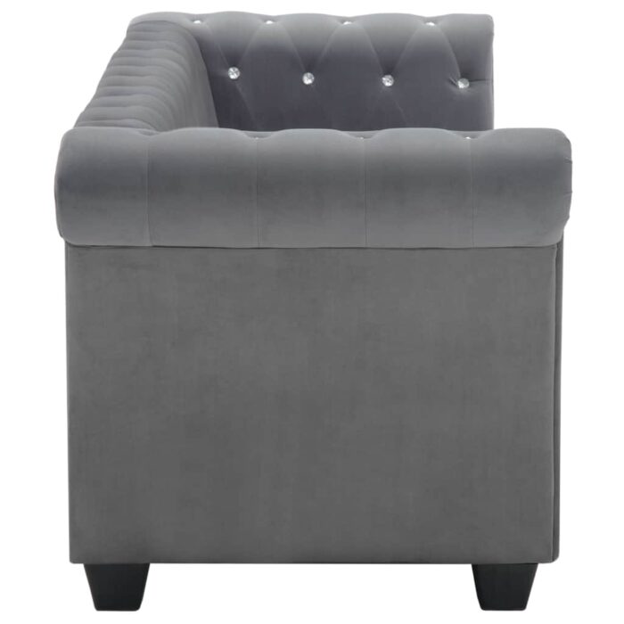 Canapé à 3 places Revêtement en velours 199 x 75 x 72 cm Gris – Image 4