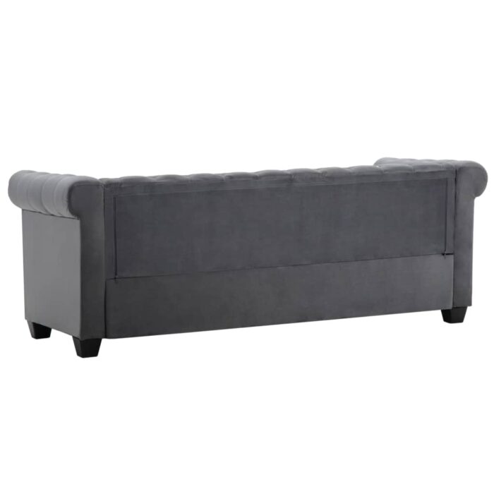 Canapé à 3 places Revêtement en velours 199 x 75 x 72 cm Gris – Image 5