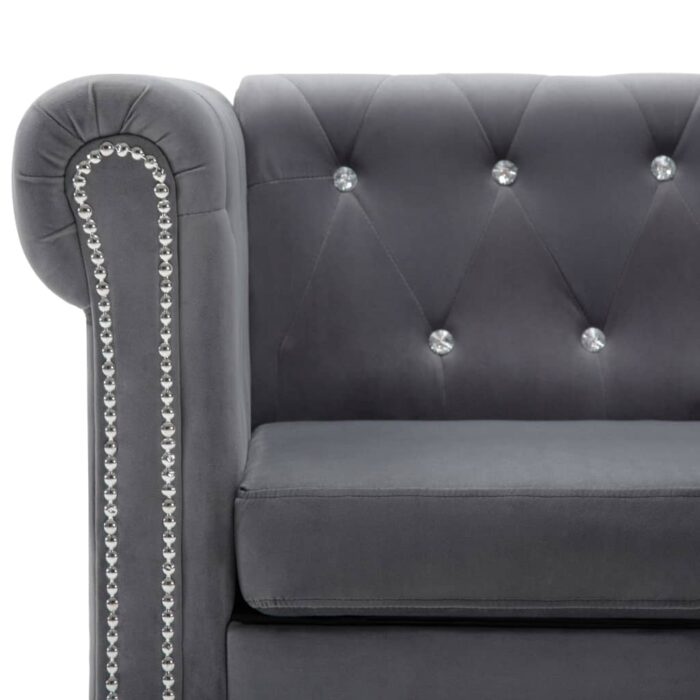 Canapé à 3 places Revêtement en velours 199 x 75 x 72 cm Gris – Image 6