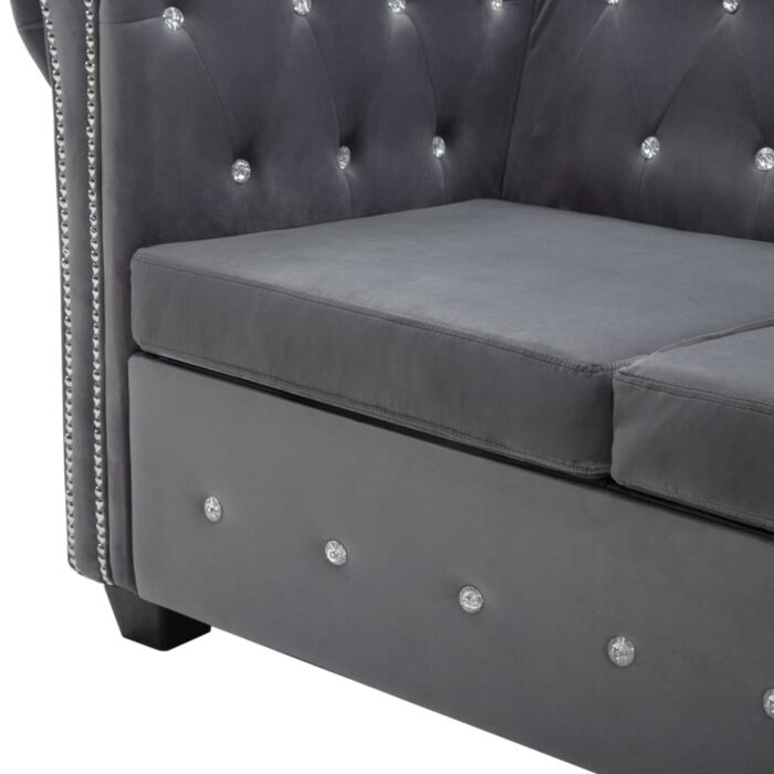 Canapé à 3 places Revêtement en velours 199 x 75 x 72 cm Gris – Image 7