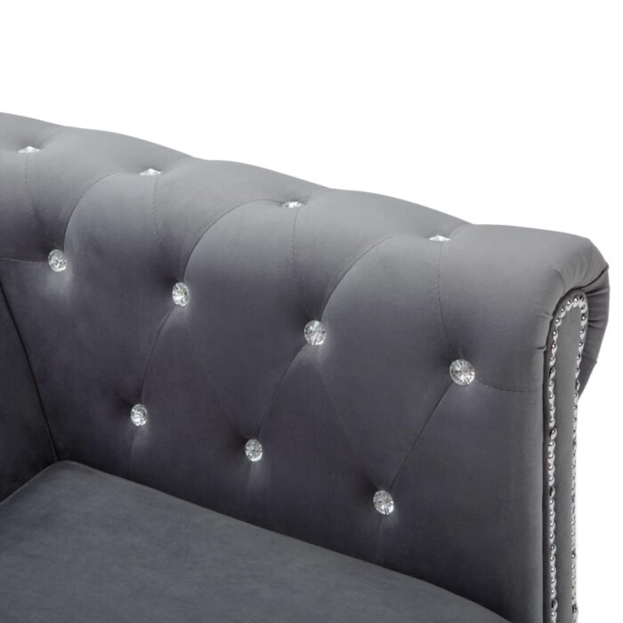 Canapé à 3 places Revêtement en velours 199 x 75 x 72 cm Gris – Image 8