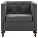 Fauteuil gris foncé tissu – Image 3