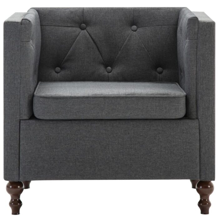 Fauteuil gris foncé tissu – Image 3
