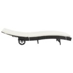 Chaise longue avec roues et coussin Résine tressée Noir – Image 2