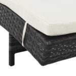 Chaise longue avec roues et coussin Résine tressée Noir – Image 4