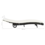 Chaise longue avec roues et coussin Résine tressée Noir – Image 5