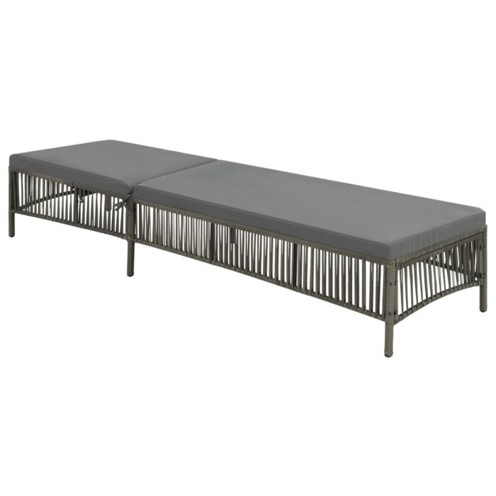 Chaise longue avec coussin Résine tressée Gris – Image 1