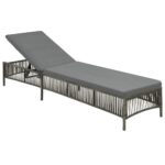 Chaise longue avec coussin Résine tressée Gris – Image 2