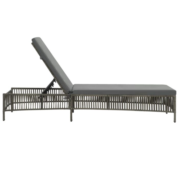 Chaise longue avec coussin Résine tressée Gris – Image 3