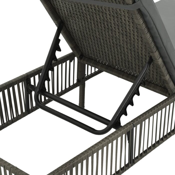 Chaise longue avec coussin Résine tressée Gris – Image 4
