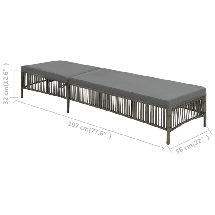 Chaise longue avec coussin Résine tressée Gris – Image 5