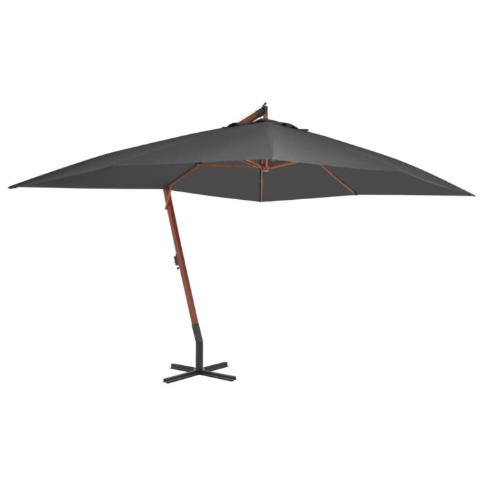 Parasol de jardin en porte-à-faux avec mât en bois anthracite – Image 1