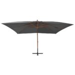 Parasol de jardin en porte-à-faux avec mât en bois anthracite – Image 2