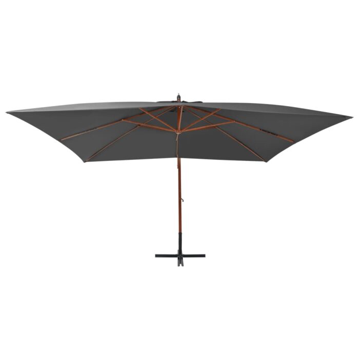 Parasol de jardin en porte-à-faux avec mât en bois anthracite – Image 2