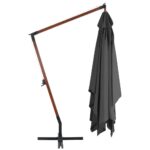 Parasol de jardin en porte-à-faux avec mât en bois anthracite – Image 3