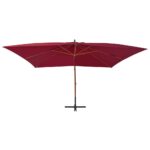 Parasol de jardin en porte-à-faux et mât en bois rouge bordeaux – Image 2
