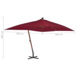 Parasol de jardin en porte-à-faux et mât en bois rouge bordeaux – Image 4