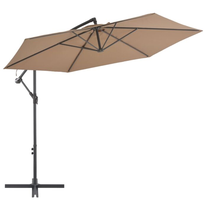 Parasol de jardin en porte-à-faux et poteau en aluminium taupe – Image 1
