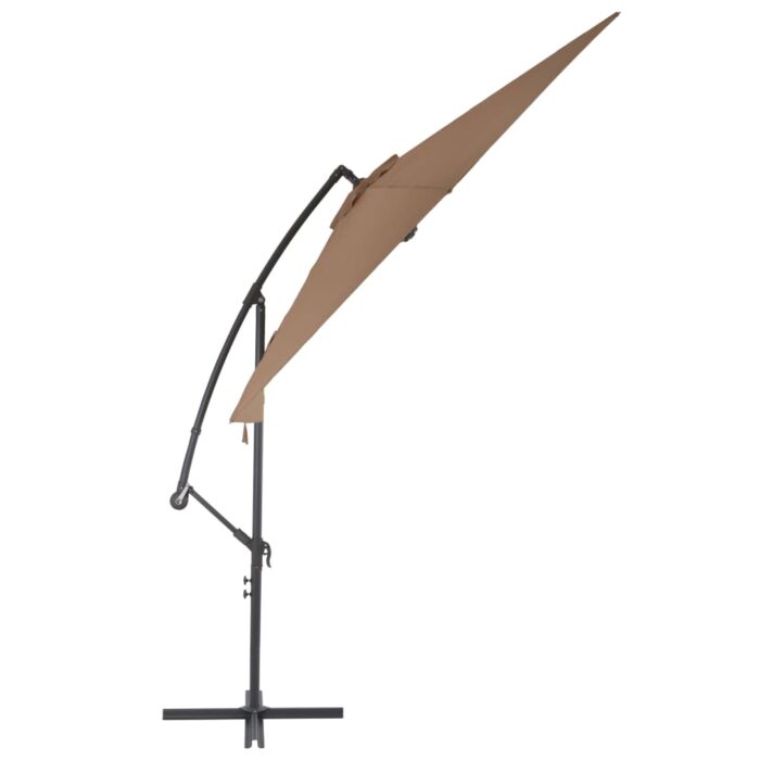 Parasol de jardin en porte-à-faux et poteau en aluminium taupe – Image 2
