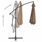 Parasol de jardin en porte-à-faux et poteau en aluminium taupe – Image 3