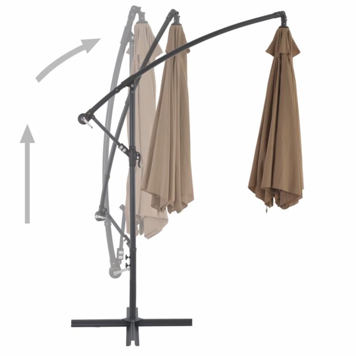 Parasol de jardin en porte-à-faux et poteau en aluminium taupe – Image 3
