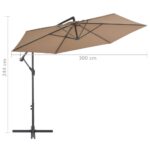 Parasol de jardin en porte-à-faux et poteau en aluminium taupe – Image 7