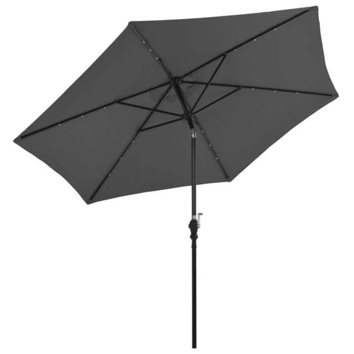 Parasol d'extérieur avec LED et mât en acier 300 cm Anthracite – Image 3