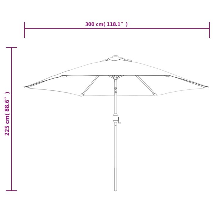 Parasol d'extérieur avec LED et mât en acier 300 cm Anthracite – Image 8