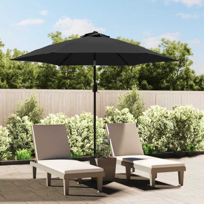 Parasol d'extérieur avec LED et mât en acier 300 cm Anthracite – Image 1