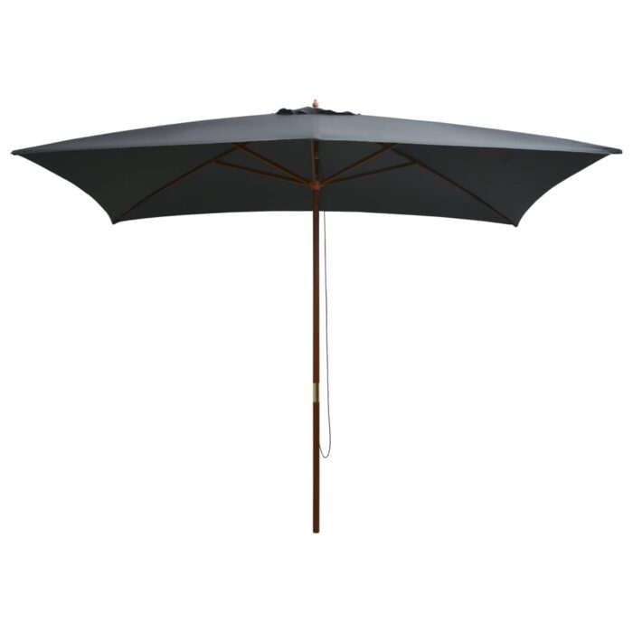 Parasol d'extérieur avec mât en bois 200x300 cm anthracite – Image 1