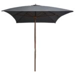 Parasol d'extérieur avec mât en bois 200x300 cm anthracite – Image 2