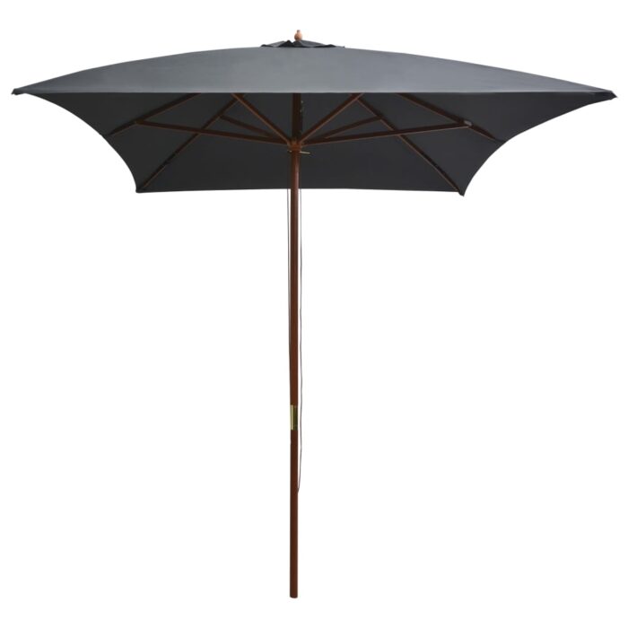 Parasol d'extérieur avec mât en bois 200x300 cm anthracite – Image 2