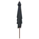 Parasol d'extérieur avec mât en bois 200x300 cm anthracite – Image 3