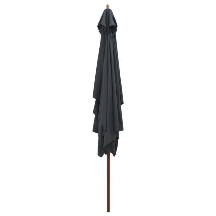 Parasol d'extérieur avec mât en bois 200x300 cm anthracite – Image 3