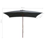 Parasol d'extérieur avec mât en bois 200x300 cm anthracite – Image 6