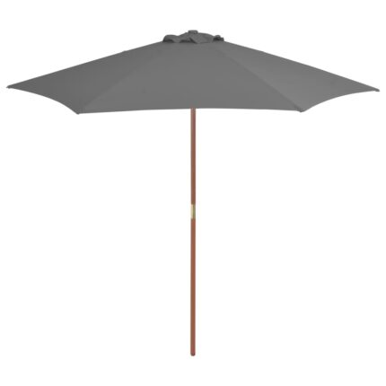 Parasol d'extérieur avec mât en bois 270 cm Anthracite