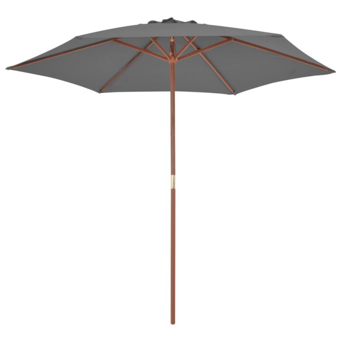 Parasol d'extérieur avec mât en bois 270 cm Anthracite – Image 2
