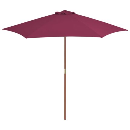 Parasol d'extérieur avec mât en bois 270 cm rouge bordeaux