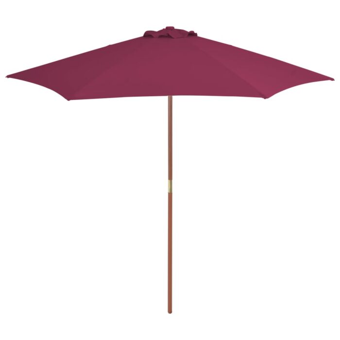 Parasol d'extérieur avec mât en bois 270 cm rouge bordeaux – Image 1