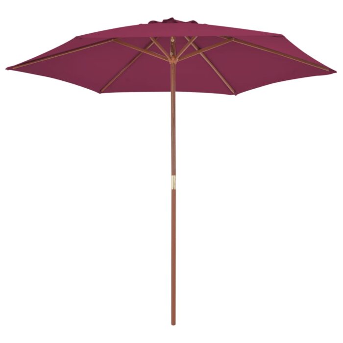 Parasol d'extérieur avec mât en bois 270 cm rouge bordeaux – Image 2