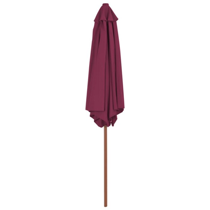 Parasol d'extérieur avec mât en bois 270 cm rouge bordeaux – Image 3