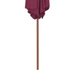 Parasol d'extérieur avec mât en bois 270 cm rouge bordeaux – Image 4
