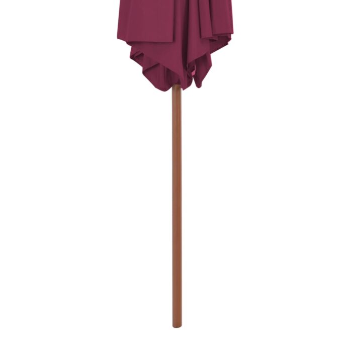 Parasol d'extérieur avec mât en bois 270 cm rouge bordeaux – Image 4