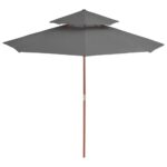 Parasol à deux étages avec mât en bois 270 cm anthracite – Image 2