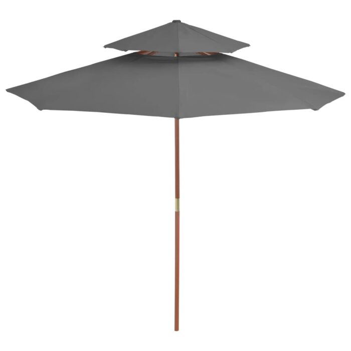 Parasol à deux étages avec mât en bois 270 cm anthracite – Image 2