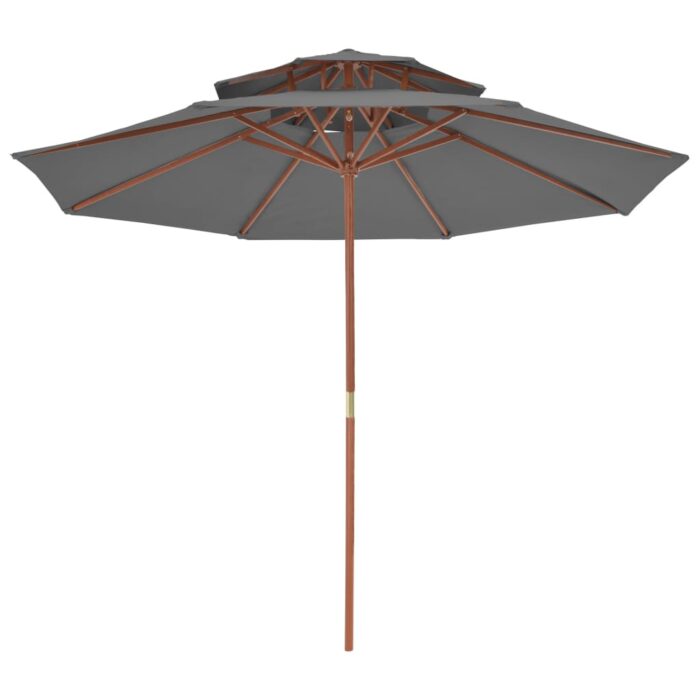 Parasol à deux étages avec mât en bois 270 cm anthracite – Image 3