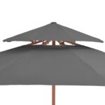 Parasol à deux étages avec mât en bois 270 cm anthracite – Image 5