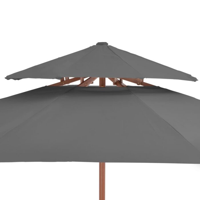 Parasol à deux étages avec mât en bois 270 cm anthracite – Image 5