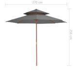 Parasol à deux étages avec mât en bois 270 cm anthracite – Image 6